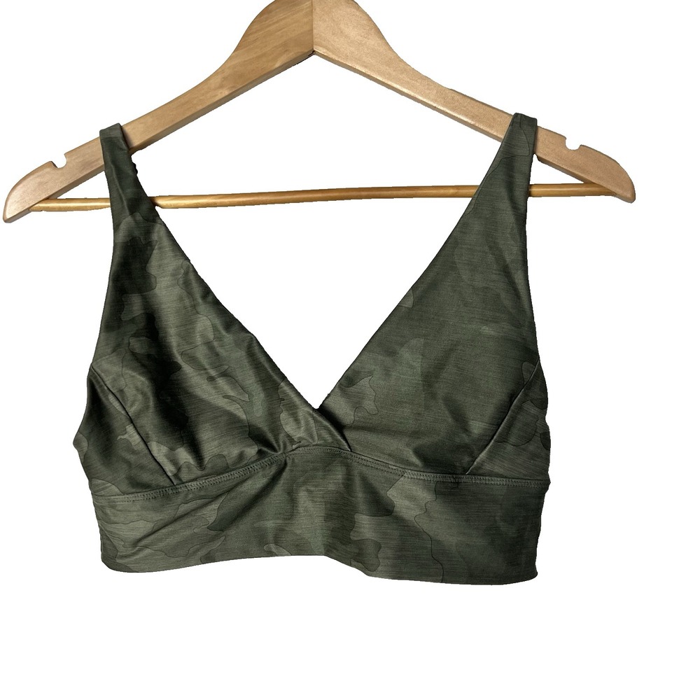 Prana Layna Brami Sage Green Camo Sports Bra Womens Small Activewear Yoga Comfy